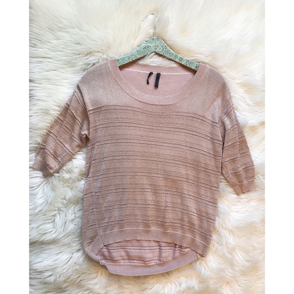 Guess Rose Gold Glitter High Low Sweater - Picture 2 of 7